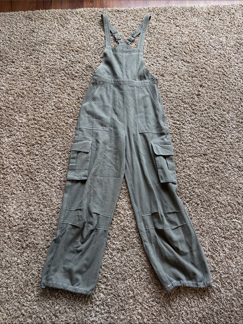 Women’s Green Cargo Overalls